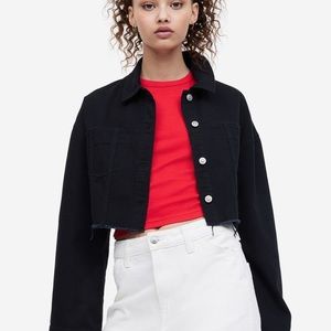 Divided black cropped jacket button up XS